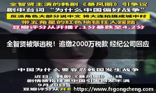 壹号大舞台全智贤被爆逃税！追缴2000万税款 经纪公司回应